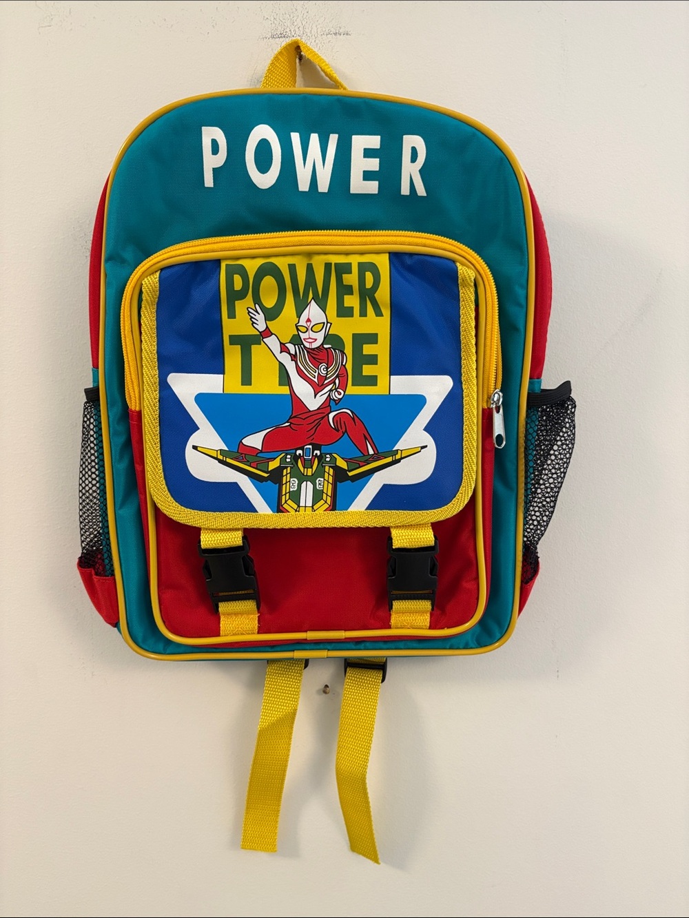 Power Time Graphic Backpack - Teal, Red & Yellow